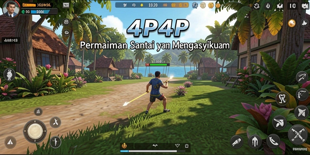 Tampilan gameplay 4P4P yang ceria dan mengasyikkan.
