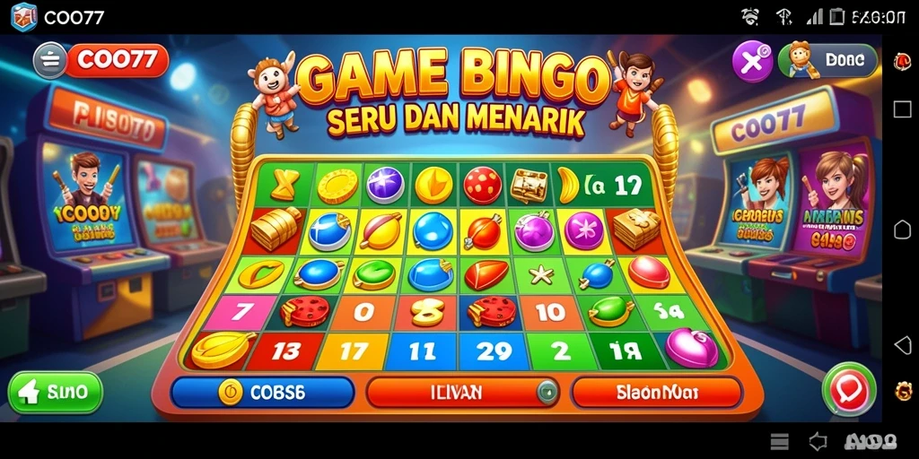 Tampilan gameplay seru di COO77 dengan kartu Bingo yang penuh warna.