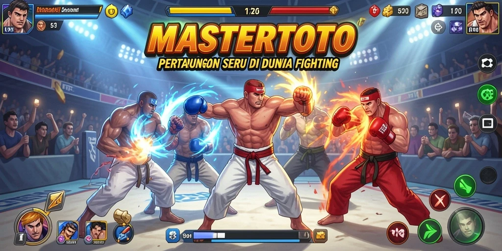 Tampilan pertarungan intens di MASTERTOTO dengan karakter yang beraksi.