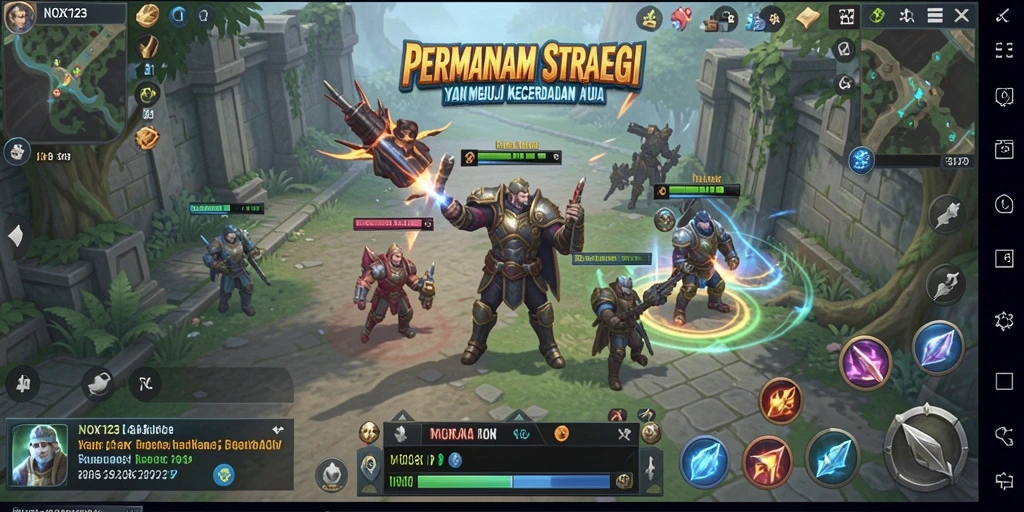 Tampilan gameplay mendebarkan dan penuh strategi dari NOX123.