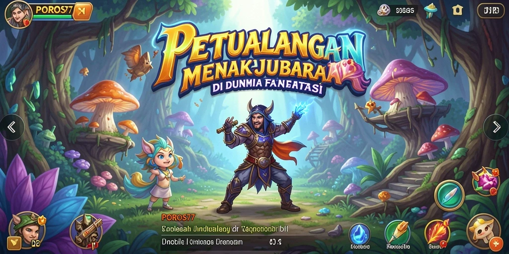 Tangkapan layar menunjukkan gameplay petualangan yang mendalam di POROS77.